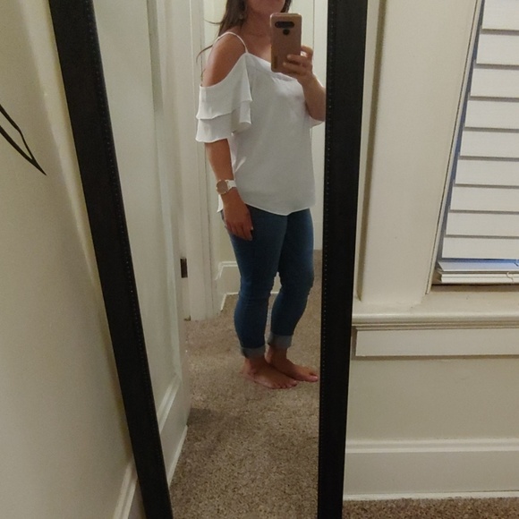 New York & Company Tops - Ruffled cold-shoulder top New York & Company Tops - Ruffled cold-shoulder top
